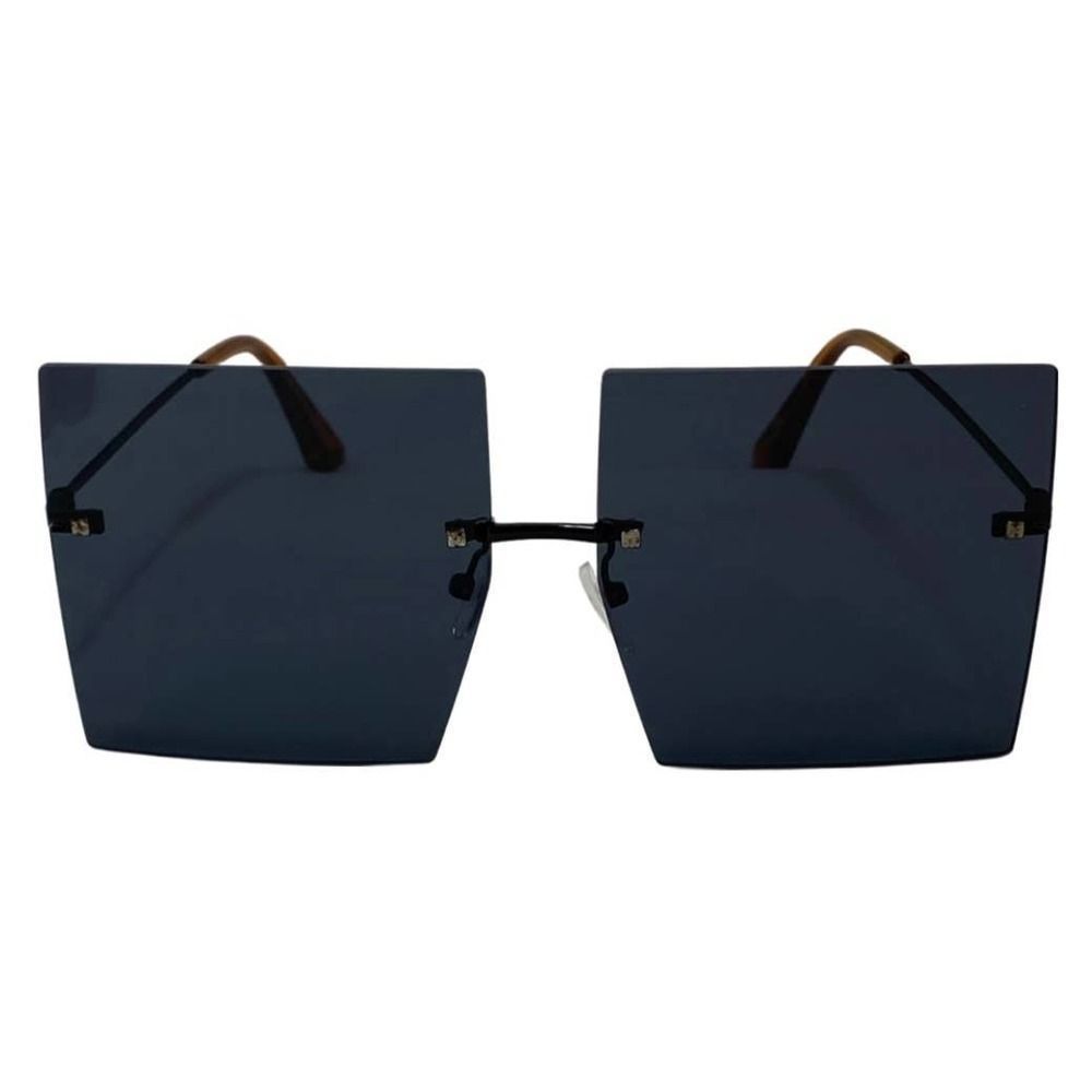 6085 | Black Rimless Large Square Sunglasses